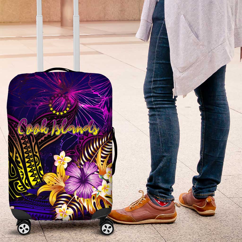 Cook Islands Luggage Cover Whale Hibiscus Polynesian