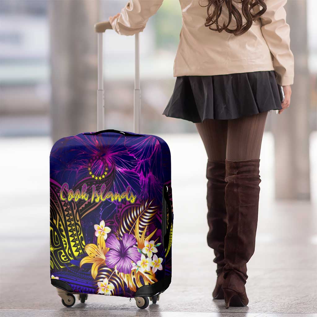 Cook Islands Luggage Cover Whale Hibiscus Polynesian