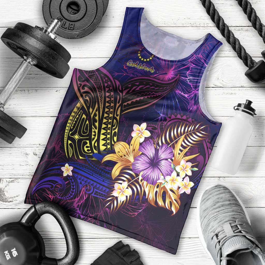 Cook Islands Men Tank Top Whale Hibiscus Polynesian