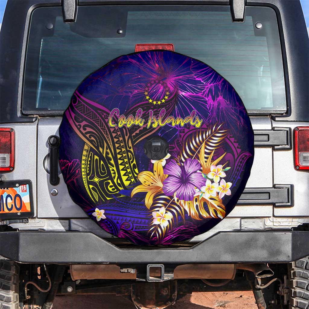 Cook Islands Spare Tire Cover Whale Hibiscus Polynesian DT02 Purple - Polynesian Pride