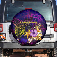 Cook Islands Spare Tire Cover Whale Hibiscus Polynesian DT02 Purple - Polynesian Pride