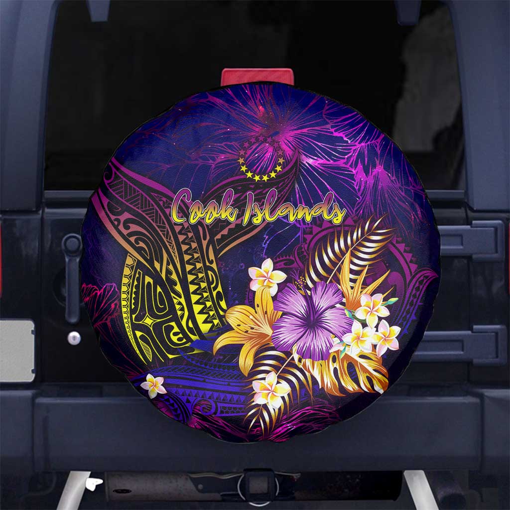 Cook Islands Spare Tire Cover Whale Hibiscus Polynesian DT02 No hole Purple - Polynesian Pride