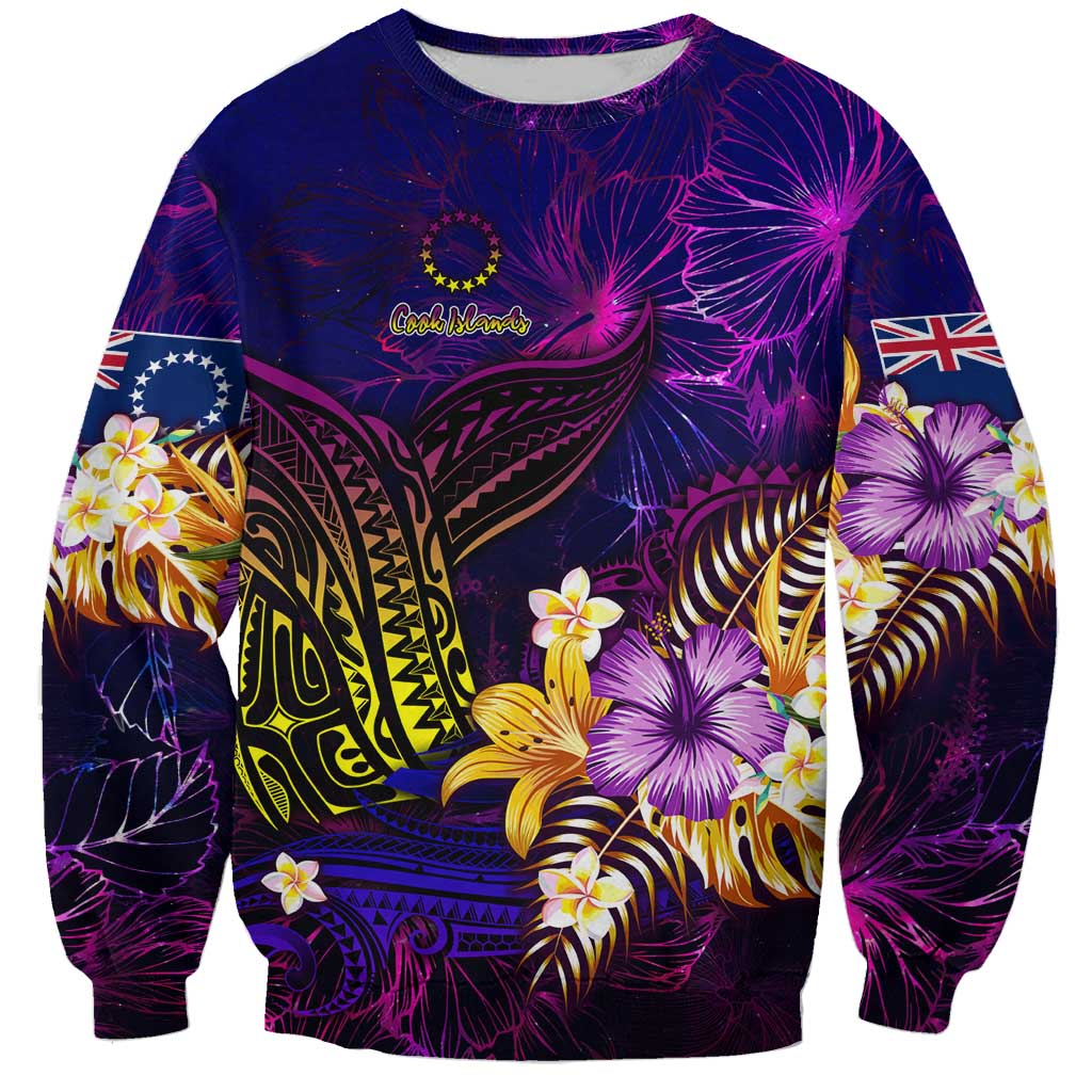 Cook Islands Sweatshirt Whale Hibiscus Polynesian
