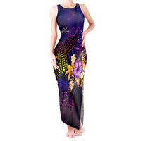 Cook Islands Tank Maxi Dress Whale Hibiscus Polynesian