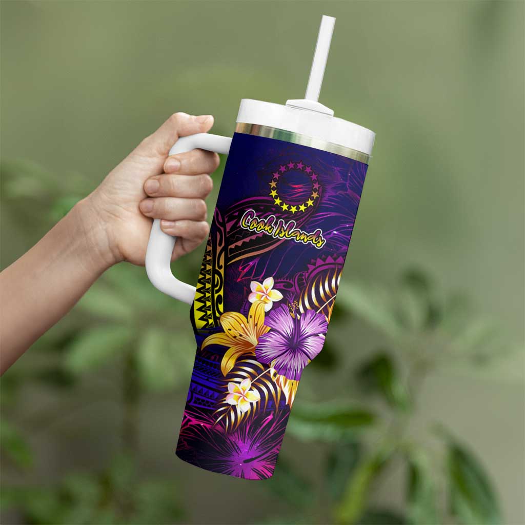 Cook Islands Tumbler With Handle Whale Hibiscus Polynesian