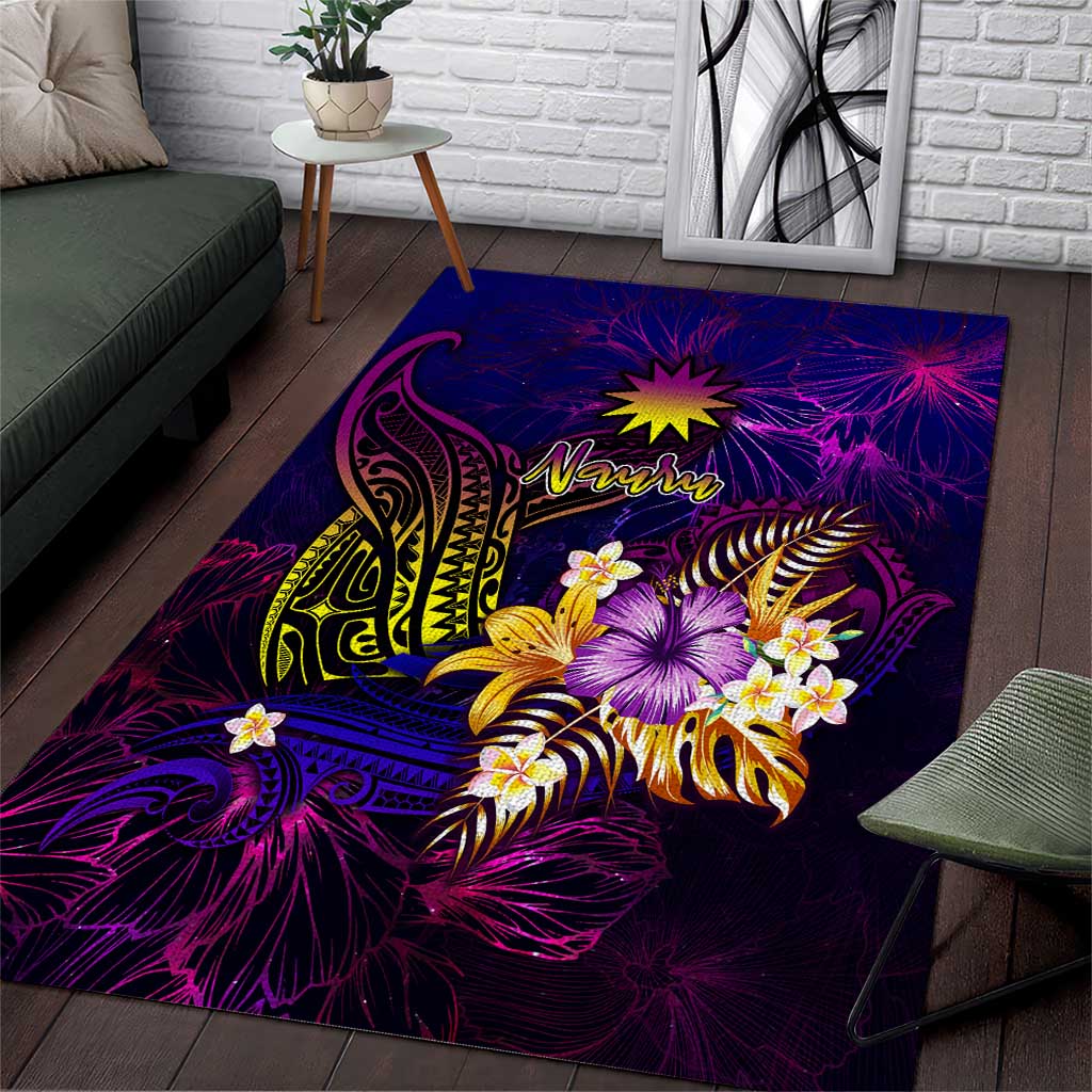 Nauru Area Rug Whale Hibiscus Polynesian