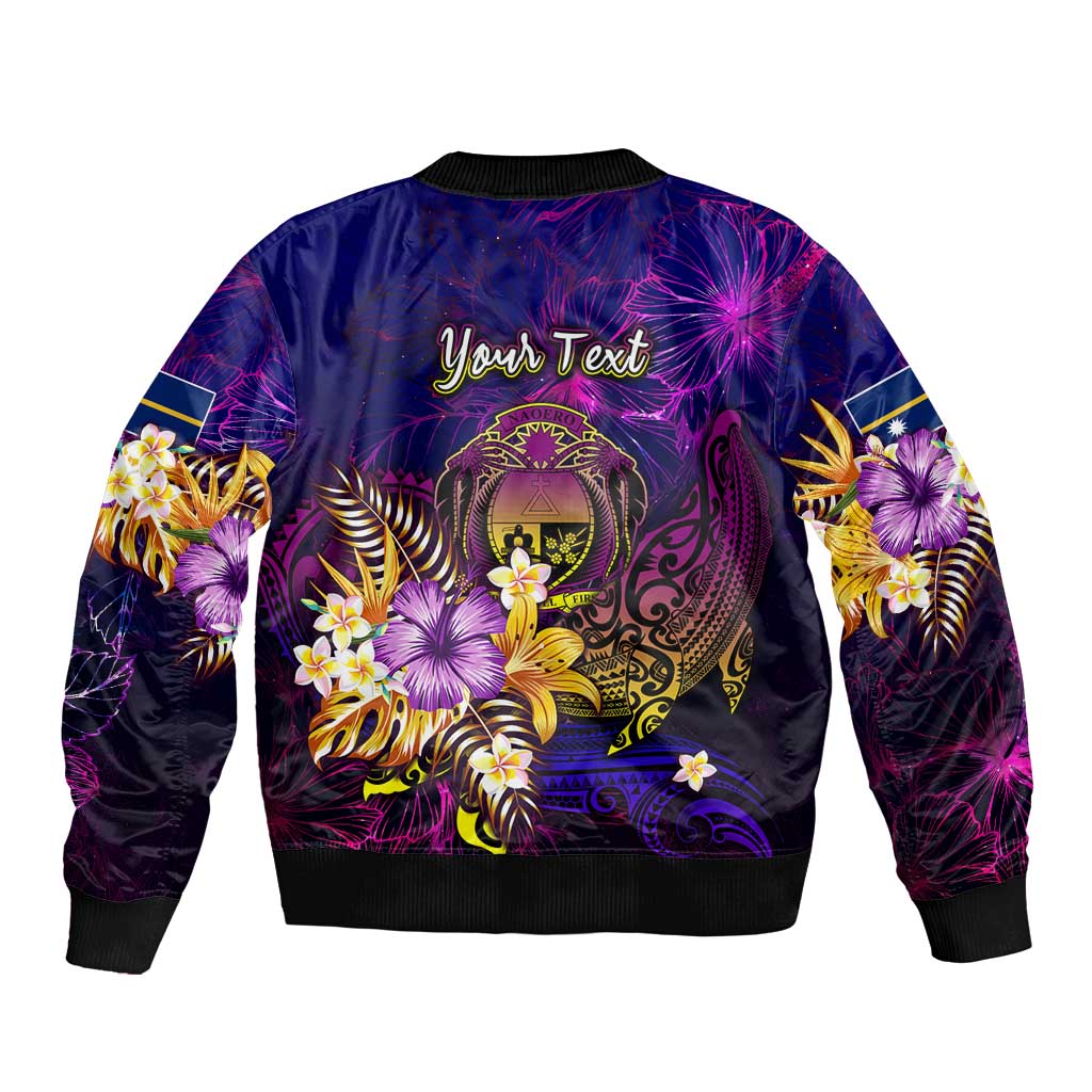Nauru Bomber Jacket Whale Hibiscus Polynesian