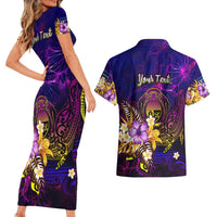 Nauru Couples Matching Short Sleeve Bodycon Dress and Hawaiian Shirt Whale Hibiscus Polynesian DT02 - Polynesian Pride
