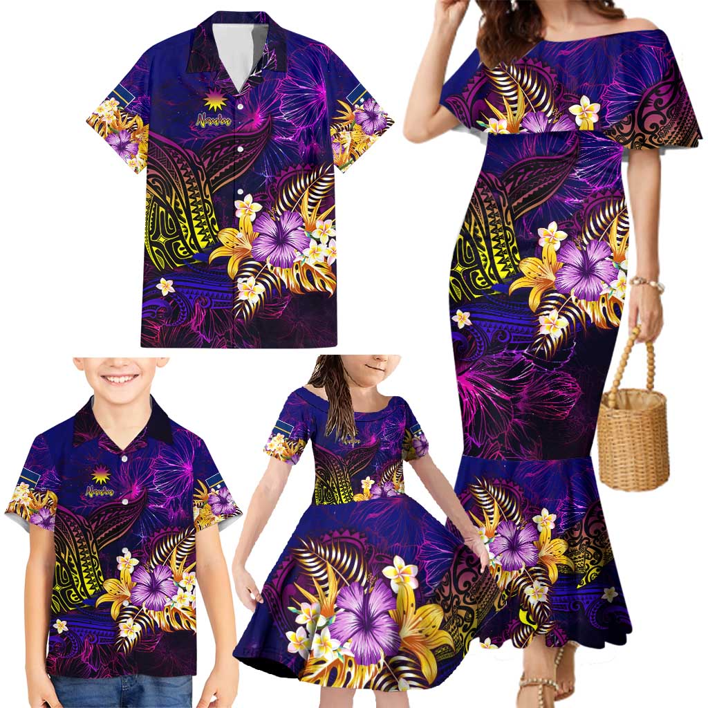 Nauru Family Matching Mermaid Dress and Hawaiian Shirt Whale Hibiscus Polynesian DT02 - Polynesian Pride