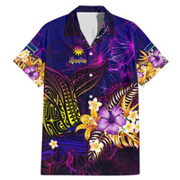 Nauru Family Matching Mermaid Dress and Hawaiian Shirt Whale Hibiscus Polynesian DT02 Dad's Shirt - Short Sleeve Purple - Polynesian Pride