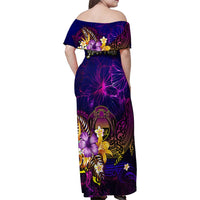 Nauru Family Matching Off Shoulder Maxi Dress and Hawaiian Shirt Whale Hibiscus Polynesian DT02 - Polynesian Pride