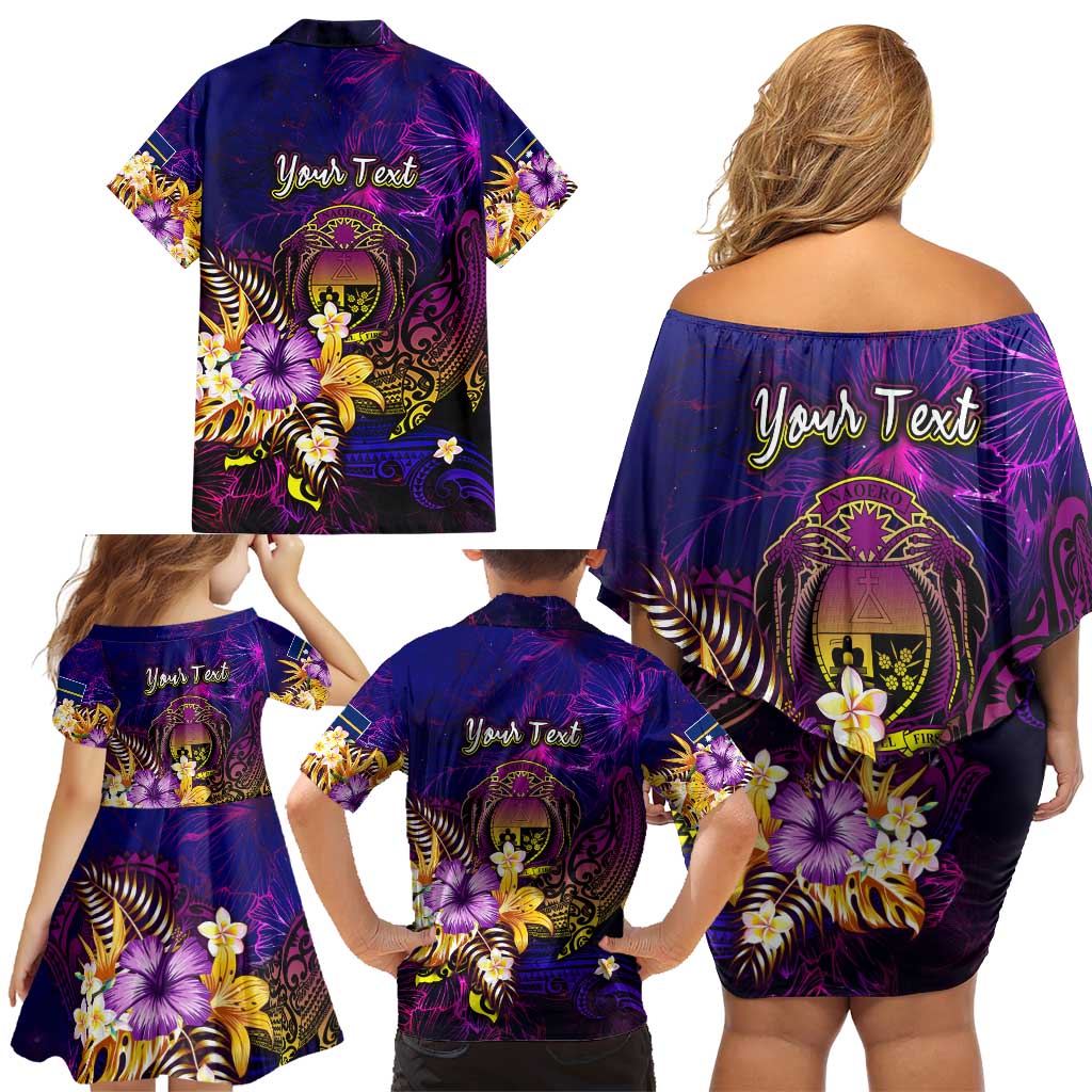 Nauru Family Matching Off Shoulder Short Dress and Hawaiian Shirt Whale Hibiscus Polynesian DT02 - Polynesian Pride