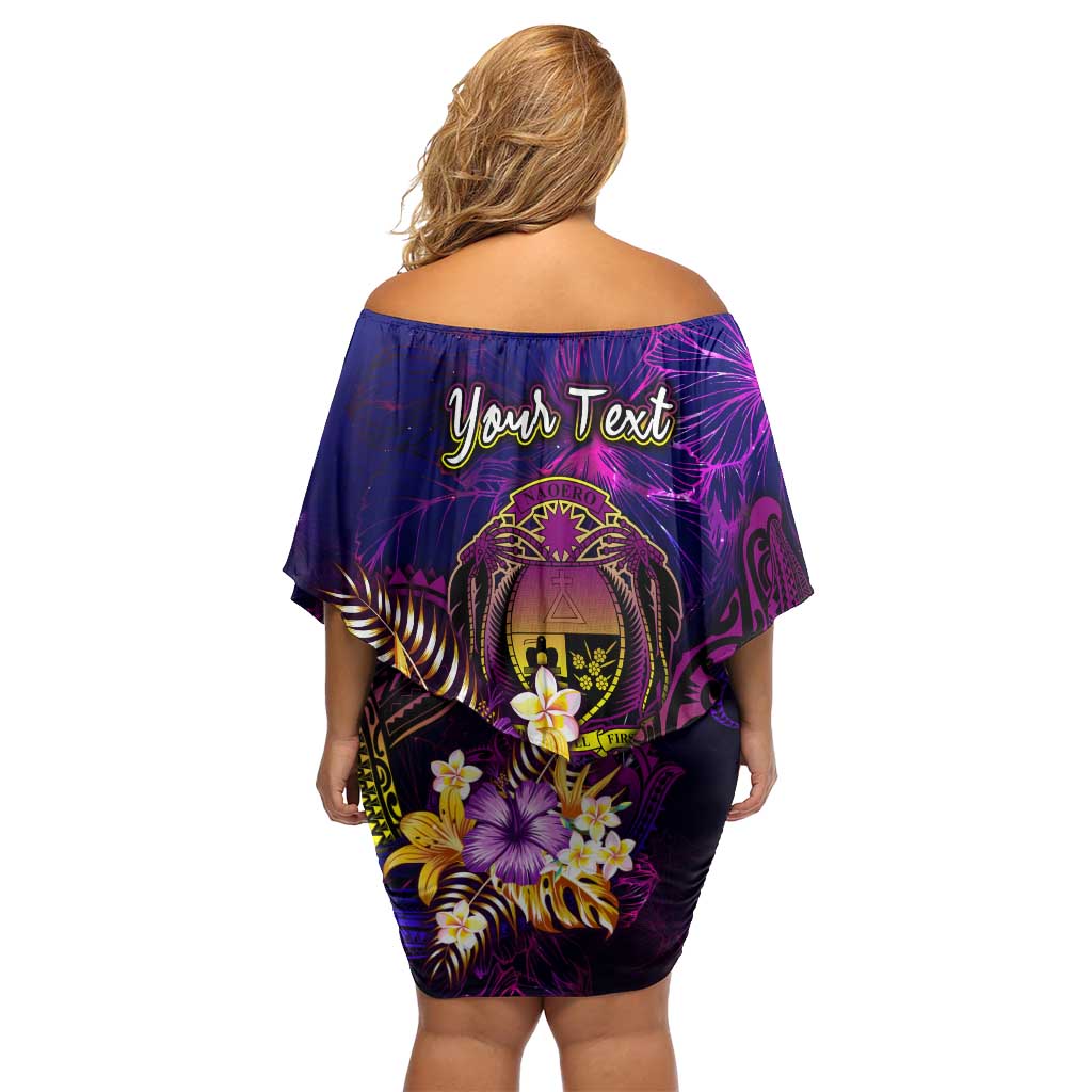 Nauru Family Matching Off Shoulder Short Dress and Hawaiian Shirt Whale Hibiscus Polynesian DT02 - Polynesian Pride