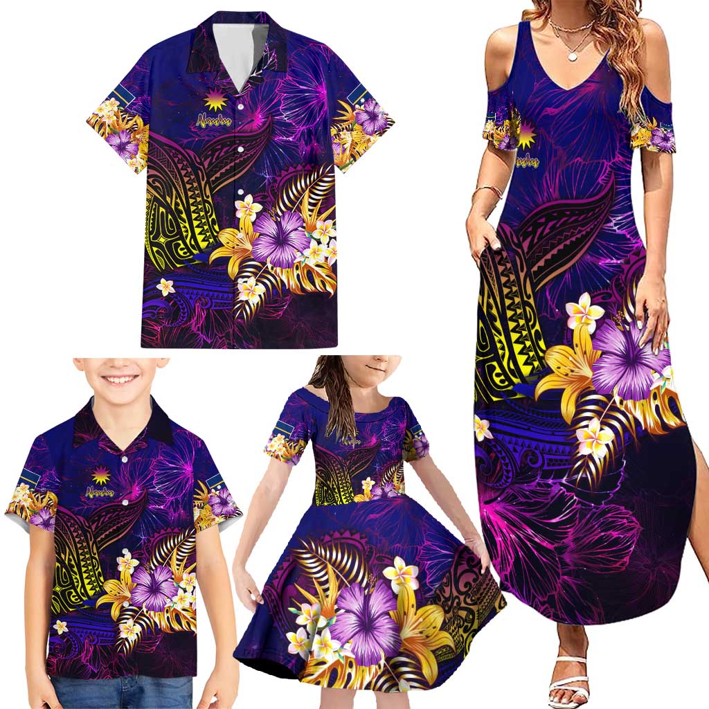 Nauru Family Matching Summer Maxi Dress and Hawaiian Shirt Whale Hibiscus Polynesian DT02 - Polynesian Pride