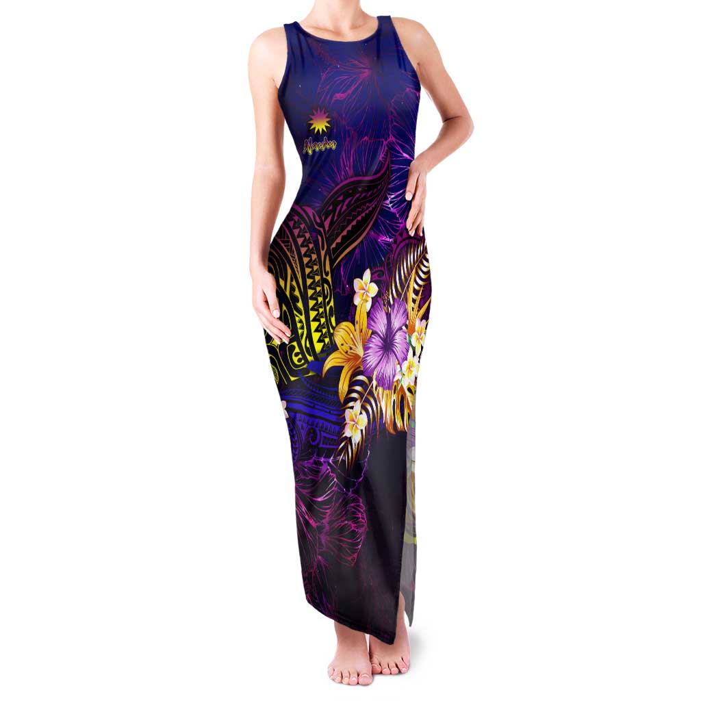 Nauru Family Matching Tank Maxi Dress and Hawaiian Shirt Whale Hibiscus Polynesian DT02 Mom's Dress Purple - Polynesian Pride