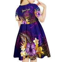Nauru Kid Short Sleeve Dress Whale Hibiscus Polynesian DT02 - Polynesian Pride