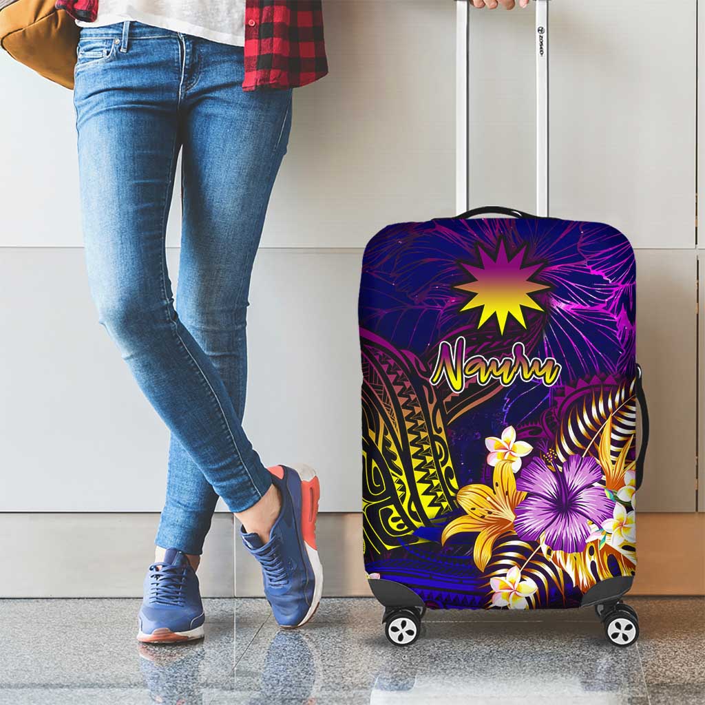 Nauru Luggage Cover Whale Hibiscus Polynesian