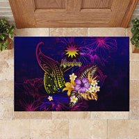Nauru Rubber Doormat Whale Hibiscus Polynesian