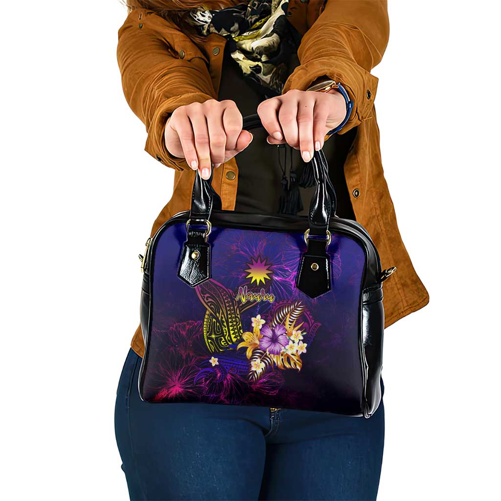 Nauru Shoulder Handbag Whale Hibiscus Polynesian
