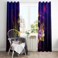 Nauru Window Curtain Whale Hibiscus Polynesian