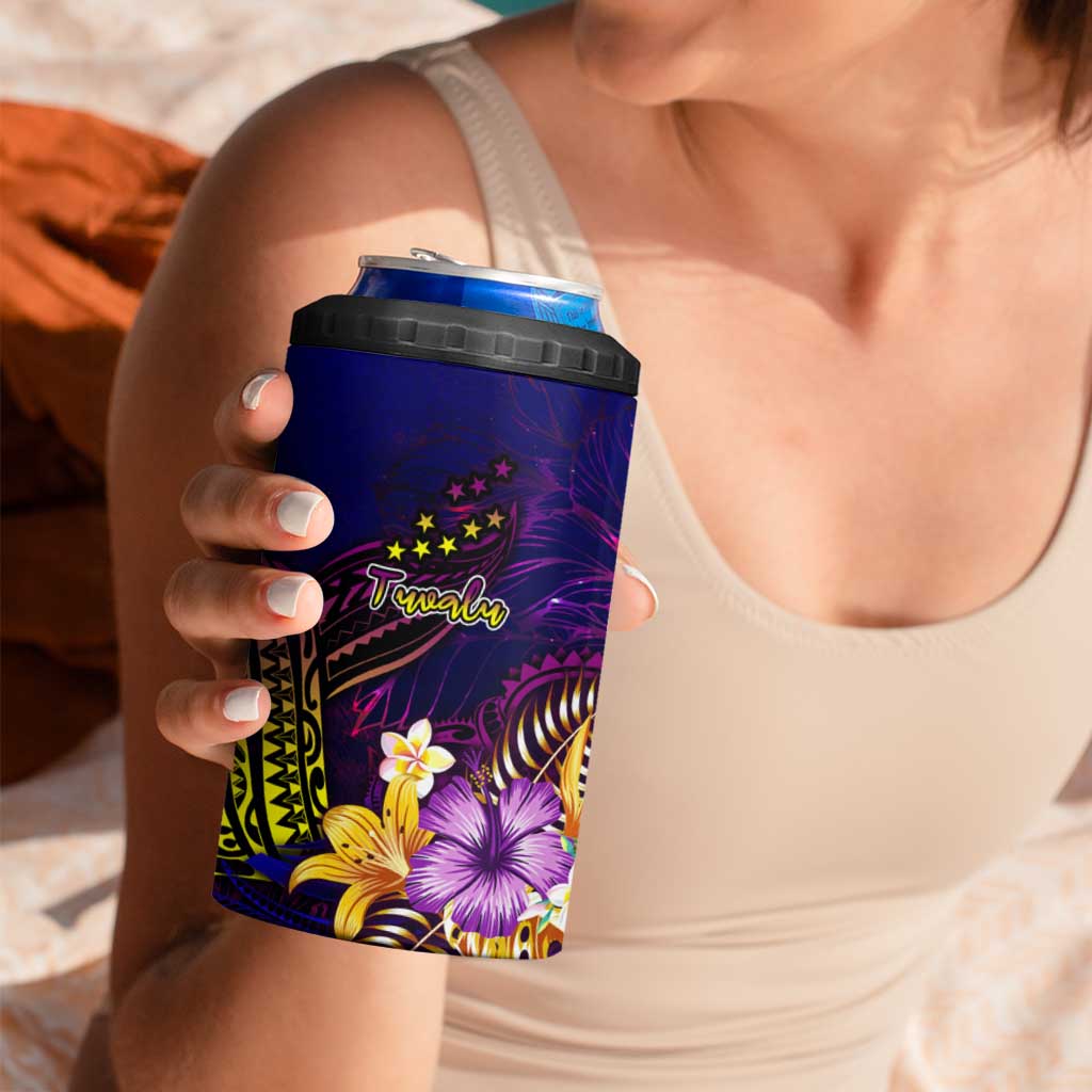 Tuvalu 4 in 1 Can Cooler Tumbler Whale Hibiscus Polynesian