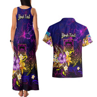 Tuvalu Couples Matching Tank Maxi Dress and Hawaiian Shirt Whale Hibiscus Polynesian