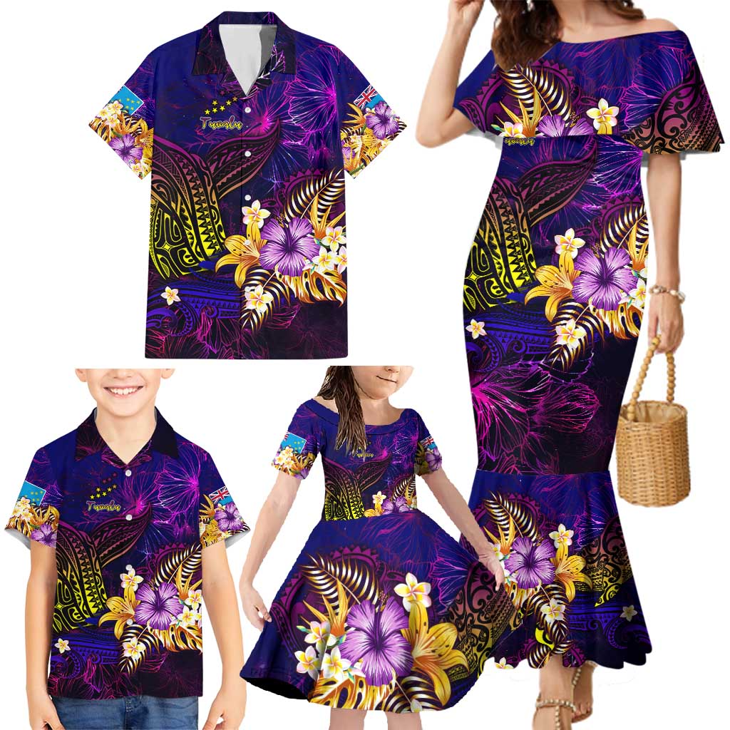 Tuvalu Family Matching Mermaid Dress and Hawaiian Shirt Whale Hibiscus Polynesian DT02 - Polynesian Pride