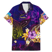 Tuvalu Family Matching Mermaid Dress and Hawaiian Shirt Whale Hibiscus Polynesian DT02 Dad's Shirt - Short Sleeve Purple - Polynesian Pride