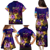 Tuvalu Family Matching Puletasi and Hawaiian Shirt Whale Hibiscus Polynesian
