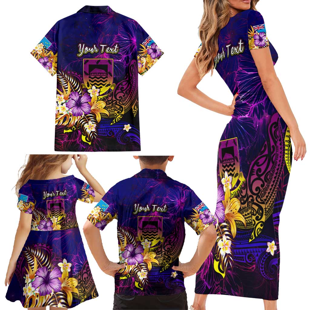 Tuvalu Family Matching Short Sleeve Bodycon Dress and Hawaiian Shirt Whale Hibiscus Polynesian DT02 - Polynesian Pride