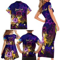 Tuvalu Family Matching Short Sleeve Bodycon Dress and Hawaiian Shirt Whale Hibiscus Polynesian DT02 - Polynesian Pride
