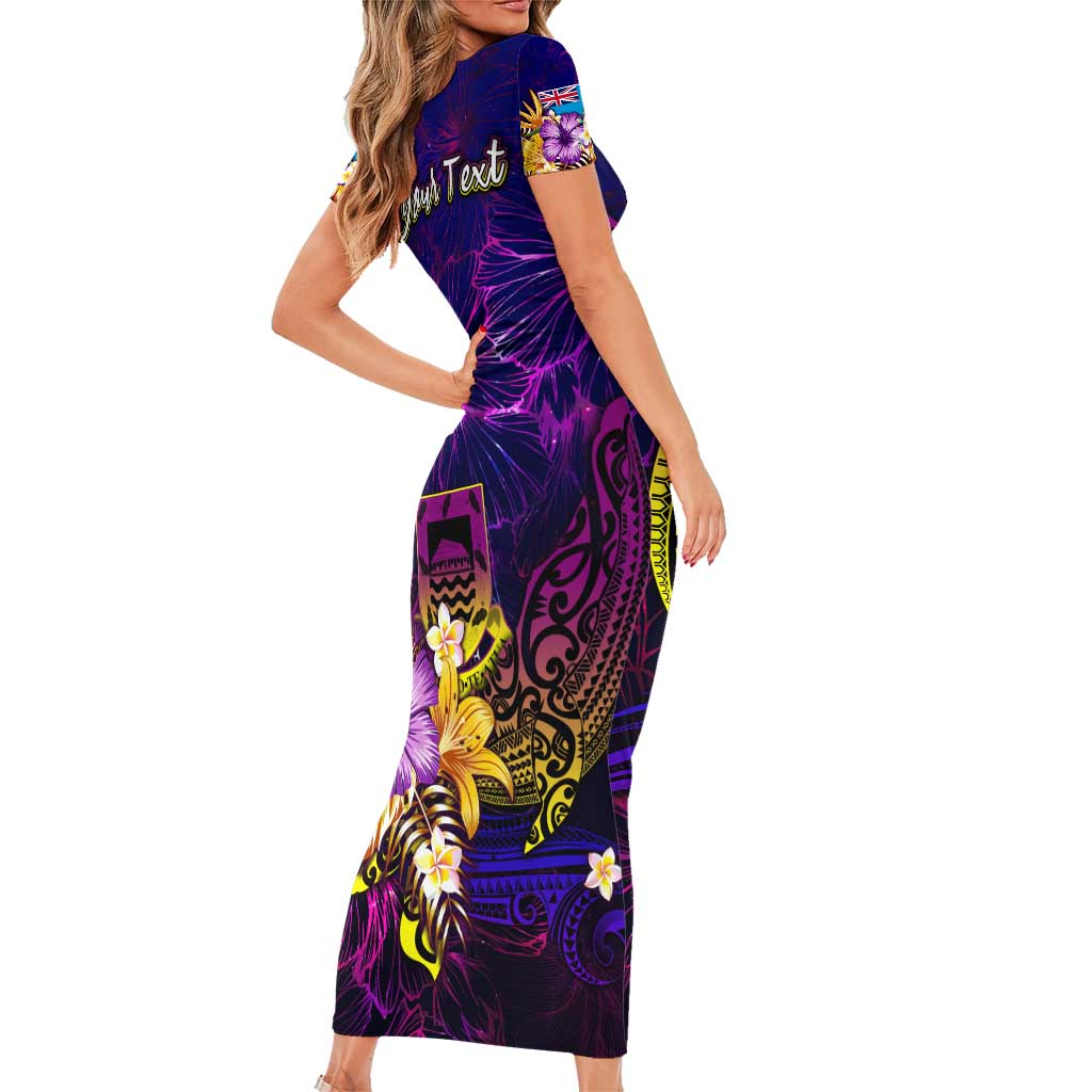 Tuvalu Family Matching Short Sleeve Bodycon Dress and Hawaiian Shirt Whale Hibiscus Polynesian DT02 - Polynesian Pride