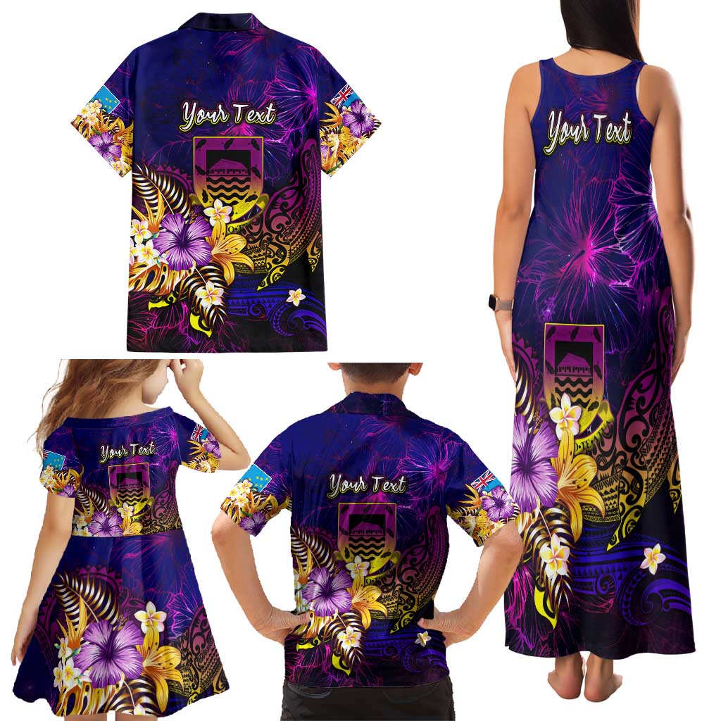 Tuvalu Family Matching Tank Maxi Dress and Hawaiian Shirt Whale Hibiscus Polynesian DT02 - Polynesian Pride