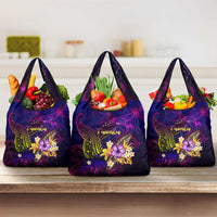 Tuvalu Grocery Bag Whale Hibiscus Polynesian