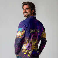 Tuvalu Long Sleeve Polo Shirt Whale Hibiscus Polynesian DT02 - Polynesian Pride