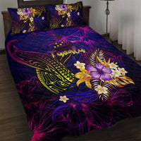 Tuvalu Quilt Bed Set Whale Hibiscus Polynesian