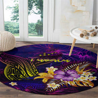 Tuvalu Round Carpet Whale Hibiscus Polynesian
