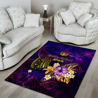 Northern Mariana Islands Area Rug Whale Hibiscus Polynesian