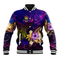 Northern Mariana Islands Baseball Jacket Whale Hibiscus Polynesian