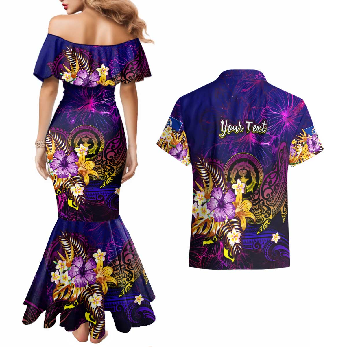 Northern Mariana Islands Couples Matching Mermaid Dress and Hawaiian Shirt Whale Hibiscus Polynesian DT02 - Polynesian Pride