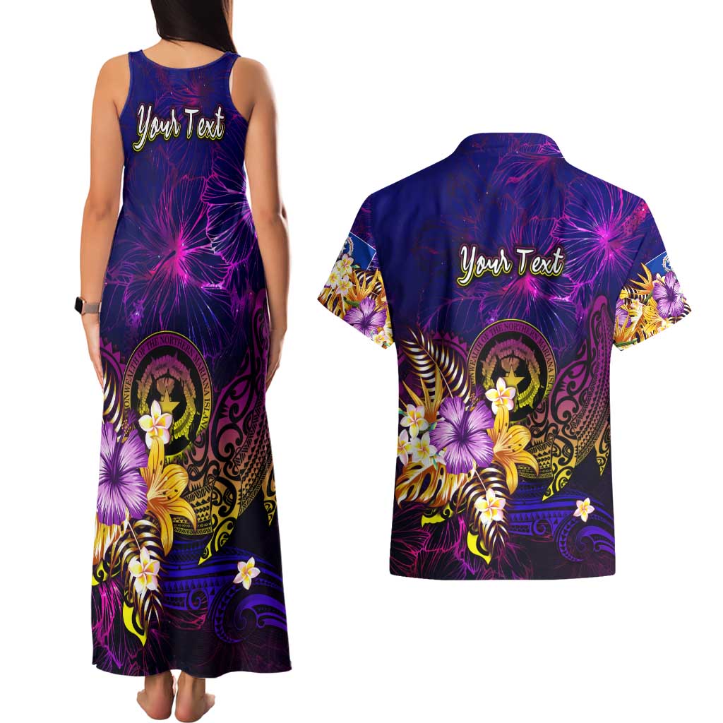 Northern Mariana Islands Couples Matching Tank Maxi Dress and Hawaiian Shirt Whale Hibiscus Polynesian DT02 - Polynesian Pride
