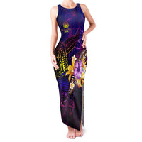 Northern Mariana Islands Family Matching Tank Maxi Dress and Hawaiian Shirt Whale Hibiscus Polynesian DT02 Mom's Dress Purple - Polynesian Pride