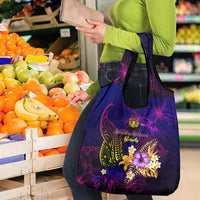 Northern Mariana Islands Grocery Bag Whale Hibiscus Polynesian