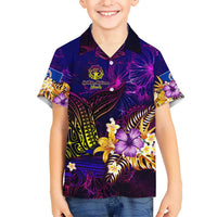 Northern Mariana Islands Kid Hawaiian Shirt Whale Hibiscus Polynesian DT02 Kid Purple - Polynesian Pride
