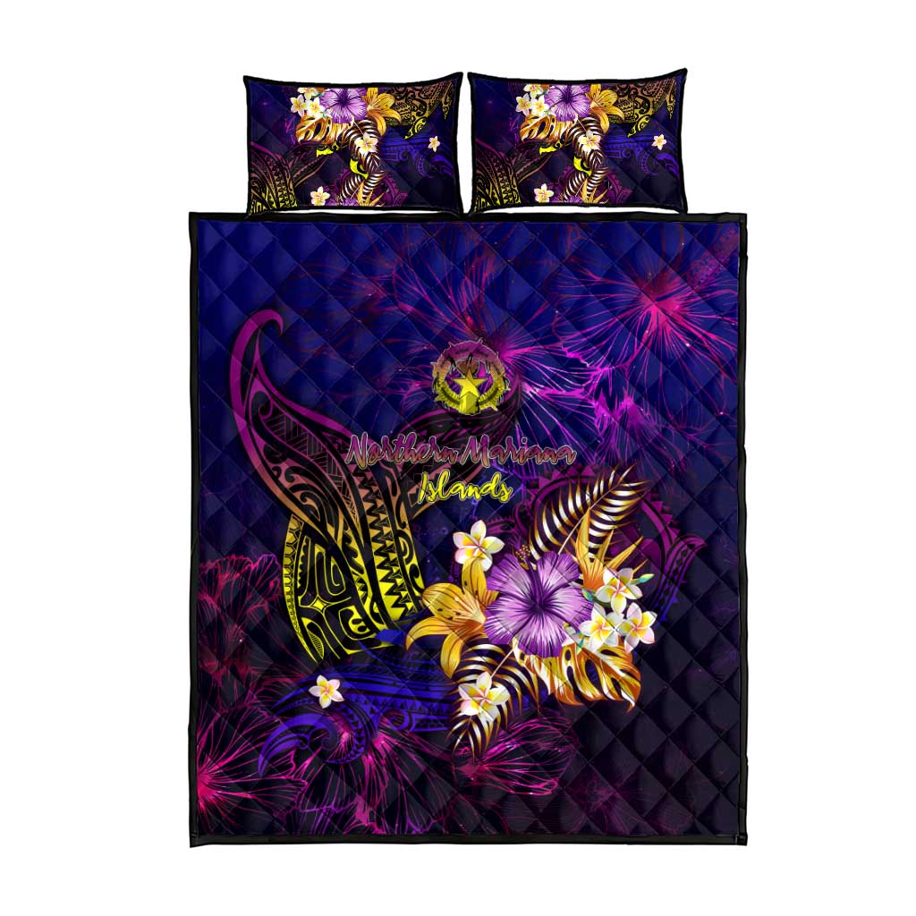 Northern Mariana Islands Quilt Bed Set Whale Hibiscus Polynesian DT02 - Polynesian Pride