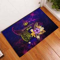 Northern Mariana Islands Rubber Doormat Whale Hibiscus Polynesian DT02 - Polynesian Pride