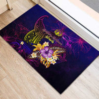 Northern Mariana Islands Rubber Doormat Whale Hibiscus Polynesian DT02 - Polynesian Pride
