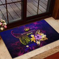 Northern Mariana Islands Rubber Doormat Whale Hibiscus Polynesian DT02 - Polynesian Pride