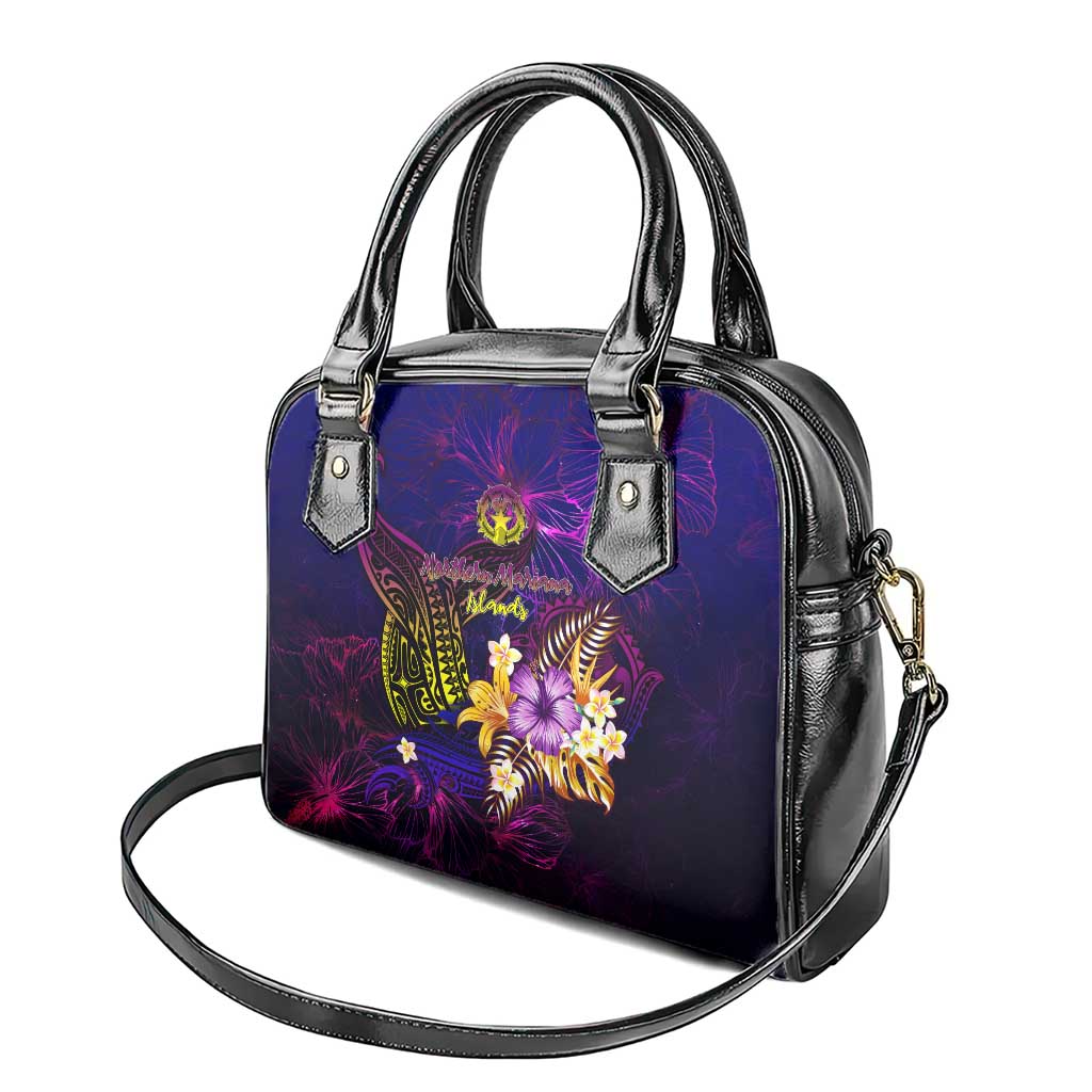 Northern Mariana Islands Shoulder Handbag Whale Hibiscus Polynesian