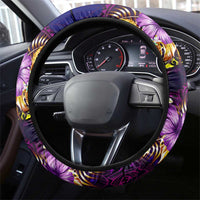Northern Mariana Islands Steering Wheel Cover Whale Hibiscus Polynesian